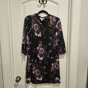Floral Black and Purple Women's Dress, Style & Co. Size S